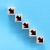 The building blocks decrease from left to right as if they were going down a staircase