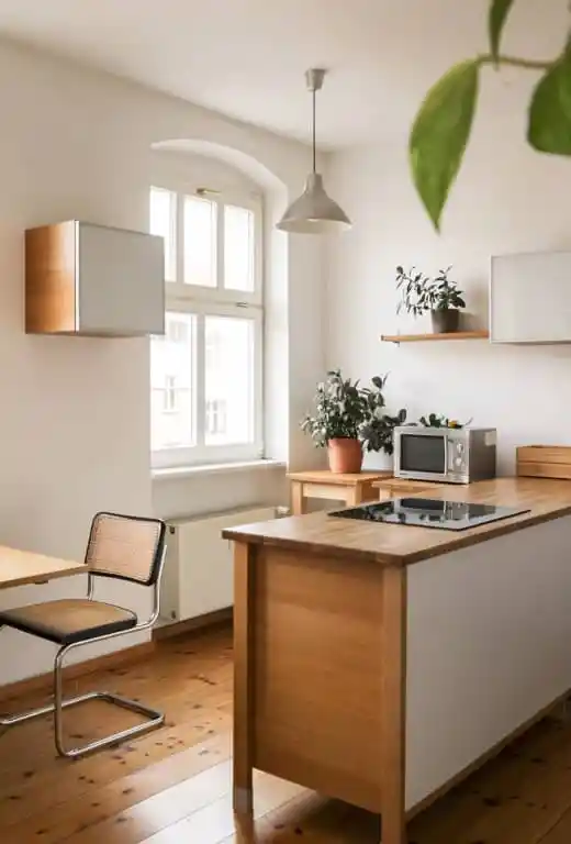 Clean, well lit kitchen