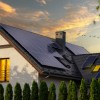 Modern house with solar panels