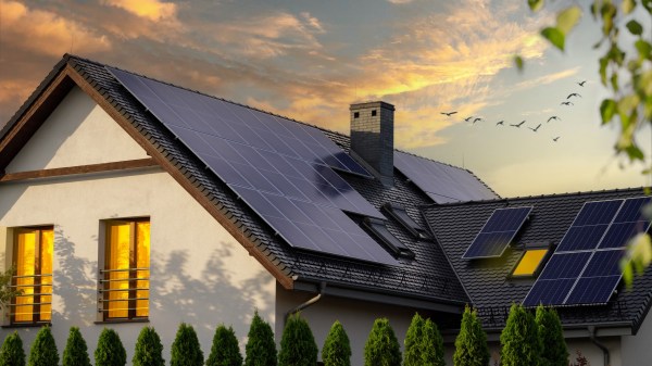 Modern house with solar panels