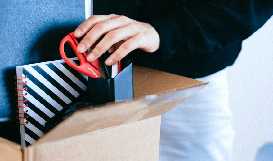 Furloughed worker packing desk