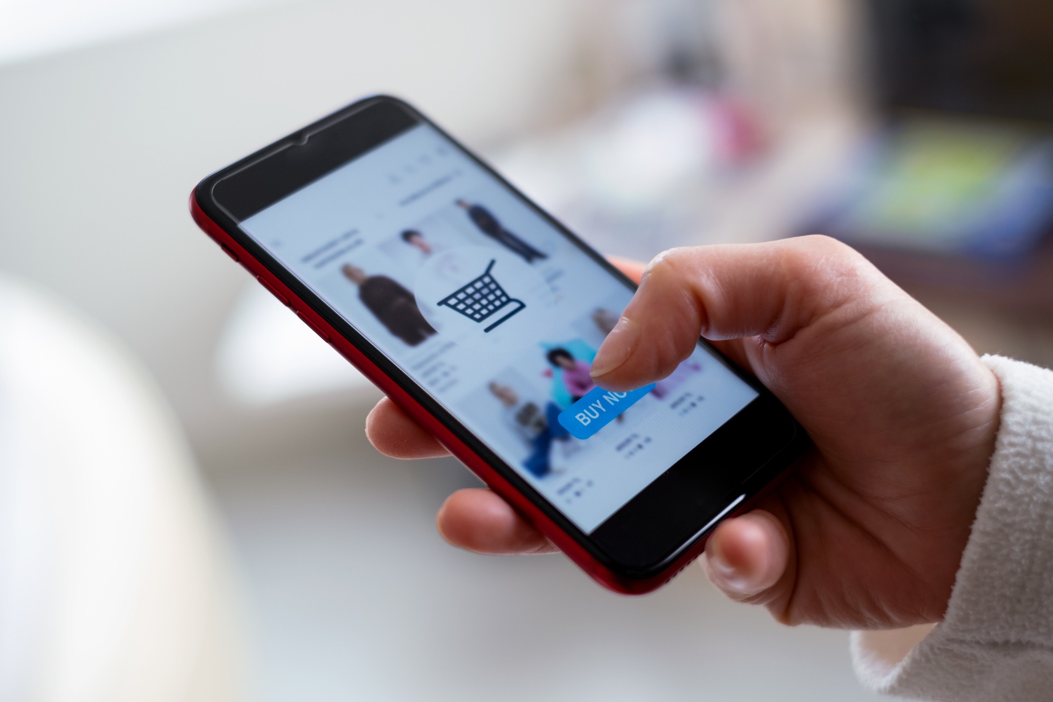 Online shopping on smartphone